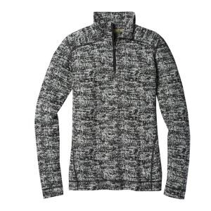 Smartwool 250 Base Layer Womens Medium Merino Wool Half Zip Black White Top